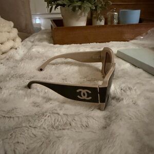 CHANEL Black and Cream Sunglasses